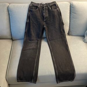 Boyish wide leg straight denim pants